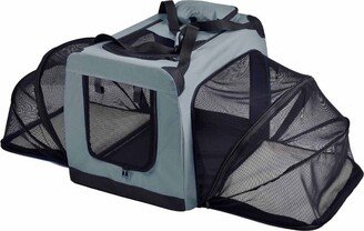 Hounda Accordion Metal Framed Soft-Folding Collapsible Dual-Sided Expandable Dog Crate - - Gray