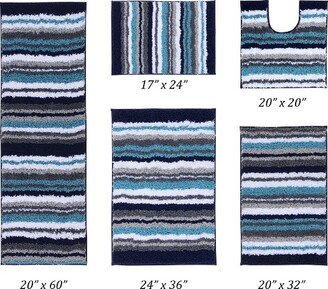 20 x 20 | 20 x 32 | 24 x 36 | 20 x 60 Griffie Collection Blue & Gray 100% Polyester Rectangle Bath Rug