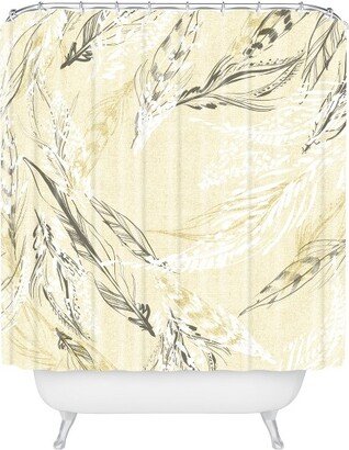 Feather Linen Shower Curtain Buff Beige