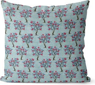 Lisa Fine Pomegranate Throw Pillow Cover // Block Print Light Blue Floral Single Sided 031