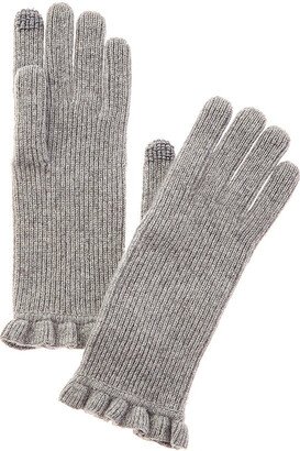Evie Ruffle Edge Ribbed Cashmere Gloves
