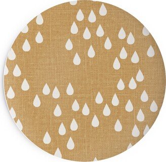 Salad Plates: Scattered Rain Drops - Mustard Yellow Salad Plate, Yellow