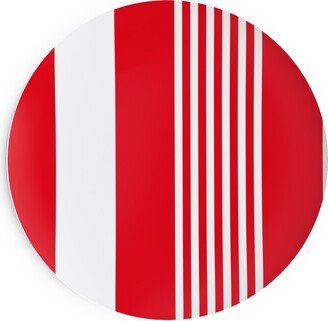 Salad Plates: Turkish Stripes Vertical- Canada Day - Red And White Salad Plate, Red