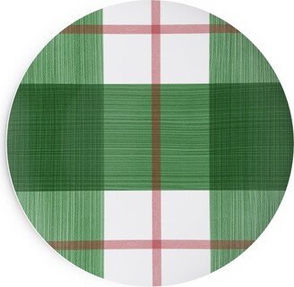 Salad Plates: Double Plaid Salad Plate, Green