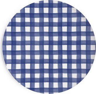 Salad Plates: Watercolor Gingham - Navy Blue Salad Plate, Blue