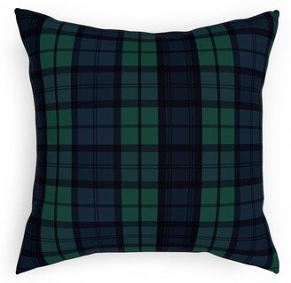 Outdoor Pillows: Dark Green Plaid Outdoor Pillow, 18X18, Double Sided, Green