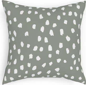 Outdoor Pillows: Painterly White Marks Outdoor Pillow, 18X18, Double Sided, Green