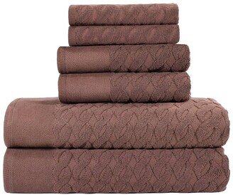 Turkish Cotton 6Pc Highly Absorbent Jacquard Herringbone Towel Set-AA