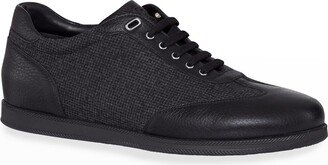 Men's Deerskin Leather Houndstooth Low-Top Sneakers