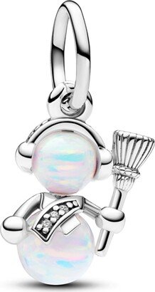 Cubic Zirconia Opalescent Snowman Dangle Charm