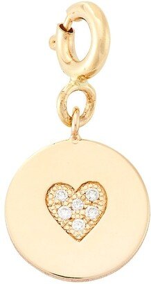 14K Yellow Gold & Diamond Small Heart Disc Charm