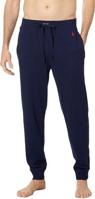 Cotton Rib Waistband Pajama Joggers w/ Ribbed Side Panel (Cruise Navy/RL2000 Red Pony Player) Men's Pajama