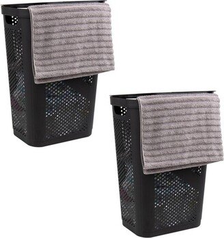 Set of 2 33lbs Slim Laundry Hamper with Hinged Lid Black