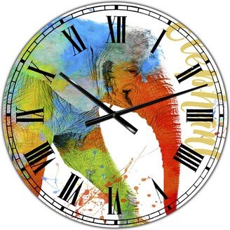 Designart Colorful Safari Animals C Oversized Cottage Wall Clock - 36 x 28 x 1