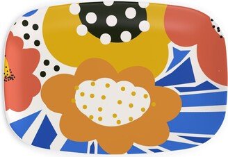 Serving Platters: Papercut Flowers - Multi Serving Platter, Multicolor