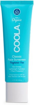 Suncare Fragrance Free Classic Face Organic Sunscreen Lotion SPF 50