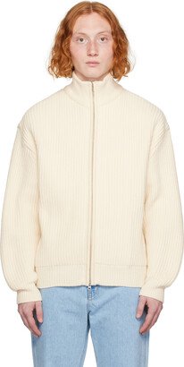 Off-White Full Needle Zip-Up Sweater