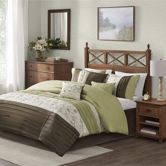 Gracie Mills Serene 7 Piece Comforter Set, Green - California King