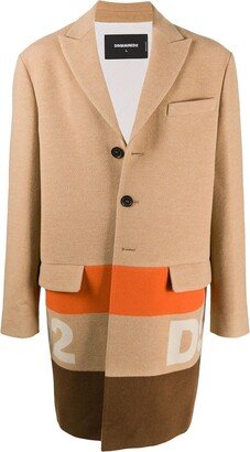 Colour-Block Logo Print Coat