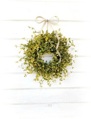 Mini Wreath-Greenery Wreath-Farmhouse Wreath-Small Bog-Farmhouse Decor-Centerpiece-Wreath For Pantry Door-Home Decor