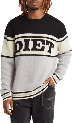 DIET STARTS MONDAY Stripe Colorblock Graphic Crewneck Sweater