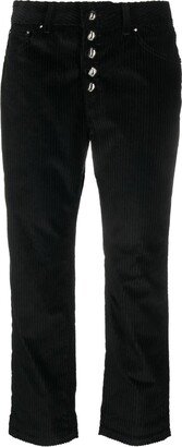 Cropped Corduroy Straight-Leg Trousers-AA