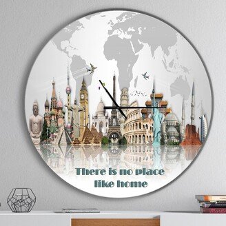 Designart 'There is no place like home World Tour' Oversized Quote Wall CLock