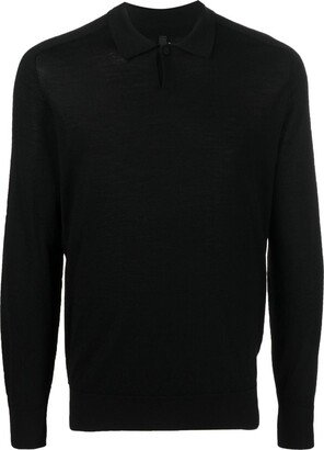 Long-Sleeve Knitted Polo Shirt-AA