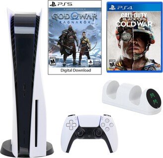 Sony PlayStation 5 Core Console with God of War: Ragnarok with Dual Charger and Call of Duty: Black Ops Cold War