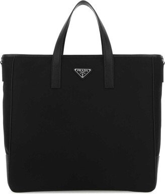 Logo Plaque Top Handle Tote Bag