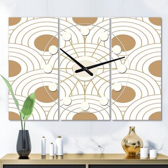 Designart 'Circular Retro Design' Oversized Mid-Century wall clock - 3 Panels - 36 in. wide x 28 in. high - 3 Panels