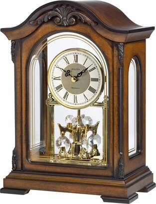 Bulova Clocks B1845 Durant Walnut Wood and Glass Revolving Pendulum Clock, Brown - 1