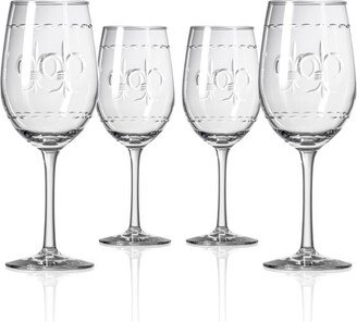 Fleur De Lis White Wine 12Oz - Set Of 4 Glasses