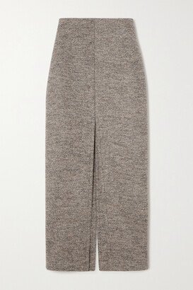 Wool-twill Midi Skirt - Brown