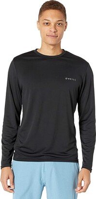 Basic UPF 30+ Long Sleeve Sun Shirt (Black) Men's Swimwear