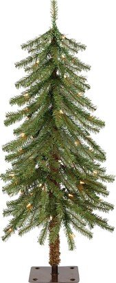 Pre-Lit 3' Flocked Pencil Alpine Artificial Christmas Tree with 50 Lights