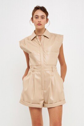 Women's Faux Leather Romper