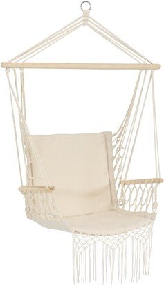 Sunnydaze Decor Sunnydaze Polycotton Hammock Chair with Armrests - Natural - 37.25 x 18 x 48