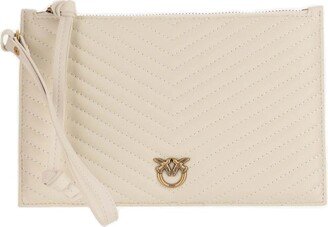 Love Birds Plaque Quilted Zipped Clutch Bag-AB