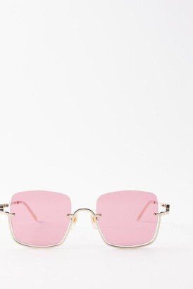 Half-rim Square Metal Sunglasses