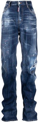 Slouchy-Fit Paint-Splatter Jeans