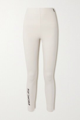 Printed Stretch-jersey Leggings - White