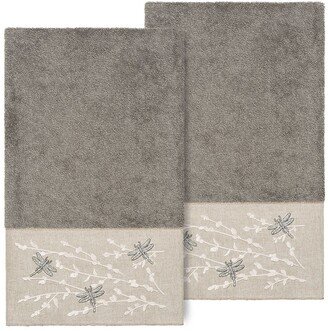 Braelyn Embellished Bath Towel - Set of 2 - Dark Gray