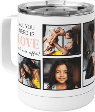 Travel Mugs: Love Coffee Stainless Steel Mug, 10Oz, White