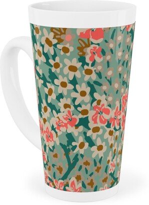 Mugs: Bengal Kuma Floral - Multi Tall Latte Mug, 17Oz, Green