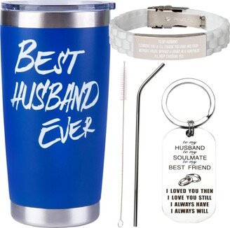 Meant2tobe Husband Gifts, Best Husband Ever Tumbler, Christmas and Birthday Presents - Blue, White