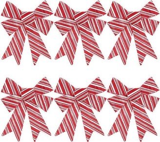 Farmlyn Creek 6 Pack Outdoor Christmas Bows for Wreaths, Tree, Yard Decorations, Red and White Stripes, Holiday Bows for Gift Wrapping, 7 x 9 in