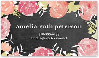 Business Cards: Floral Intro Calling Card, Grey, Matte, Signature Smooth Cardstock