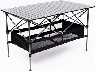 BESTCOSTY Lightweight Aluminum Roll-up Folding Outdoor Table with Carrying Bag