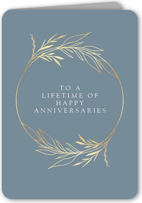 Wedding Anniversary Invitations: Delicate Circle Anniversary Card, Blue, 5X7, Matte, Folded Smooth Cardstock, Rounded